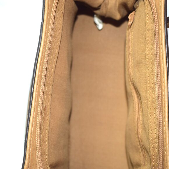 Vintage Beige Vinyl Top Handle Purse Handbag 7 x 10 Inches - Picture 4 of 5